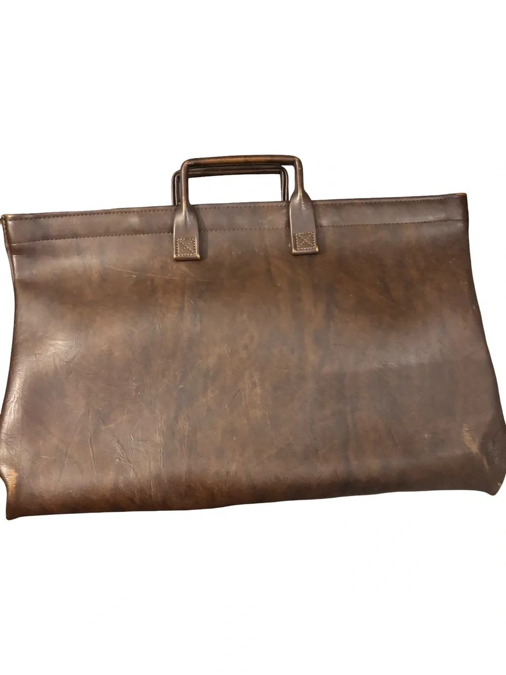 Brown Leather Briefcase Collectible Durable Old Money Portfolio Tote or Caryall